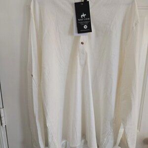 West Louis Men White Long Sleeve Henley Shirt Band Collar Size M NWT 083